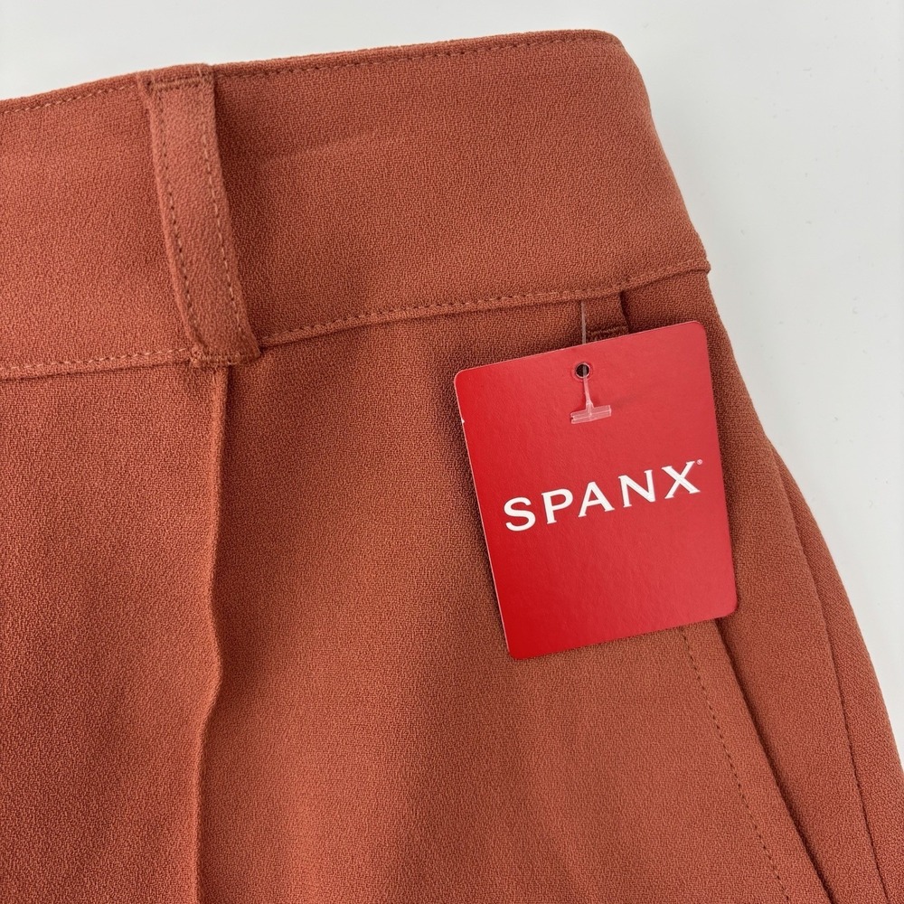 SPANX Crepe Straight Leg Trouser Sedona Orange Wide Leg Womens Large High Rise - Picture 5 of 9